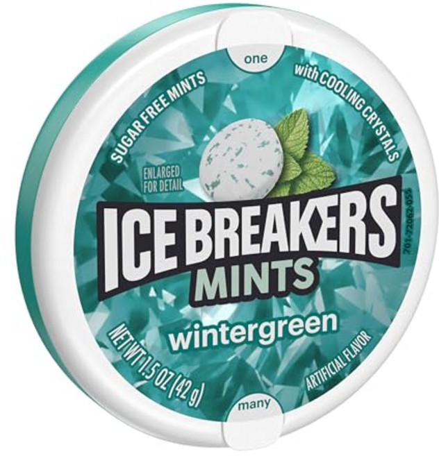 아이스 브레이커스 윈터그린 무설탕 민트 틴 42.52g ICE BREAKERS Wintergreen Sugar Free Mints Tin 1.5 oz, 1개, 42g