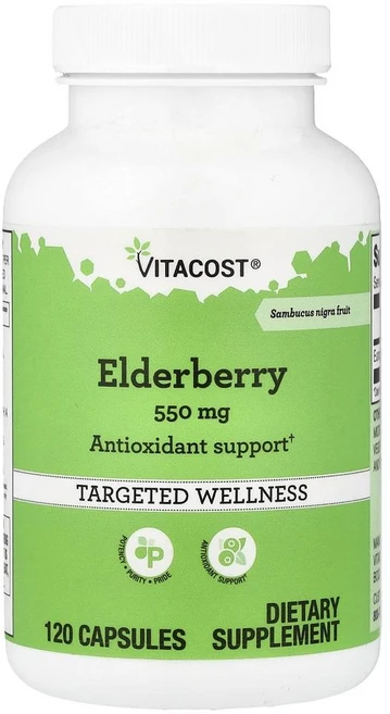 비타코스트 엘더베리 550mg Vitacost Elderberry 550 mg 120정, 1개 - 쿠팡