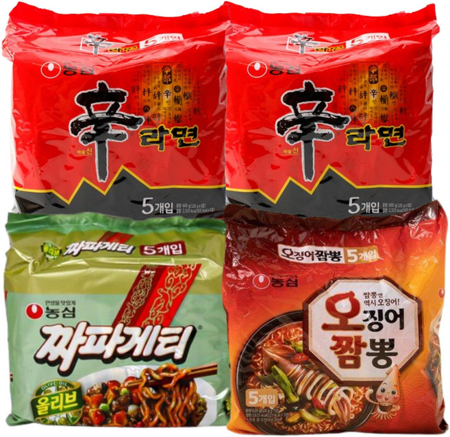 농심 신라면10입+짜파게티5입+오징어짬뽕5입(총20입), 20개