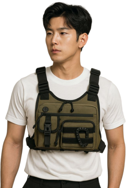 492팩토리 멀티 포켓 다용도 배달 라이더 조끼, 카키