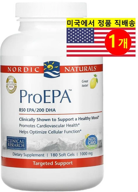 노르딕 내추럴스 ProEPA 레몬 1 000mg 소프트젤 180정, 1개 - 쿠팡