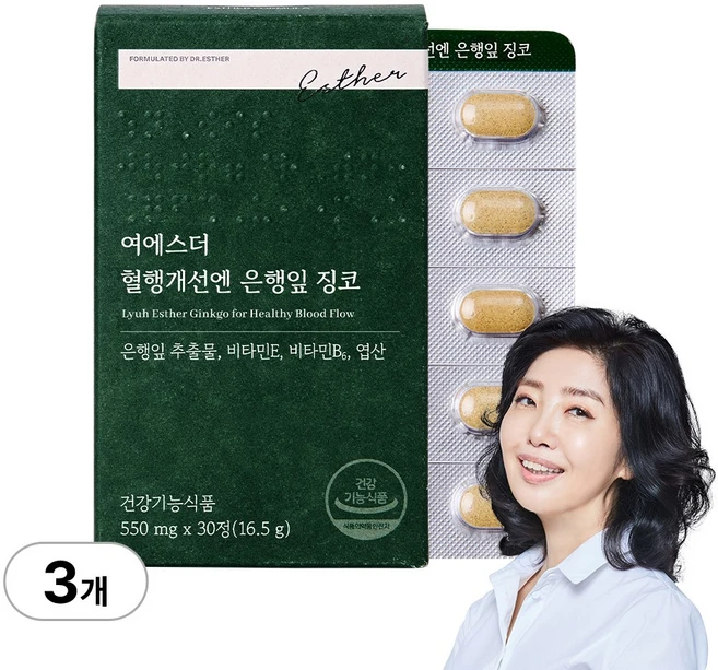 [본사직영] 여에스더 혈행개선엔 은행잎 징코 국민영양 프로젝트, 3개, 30정 - 쿠팡