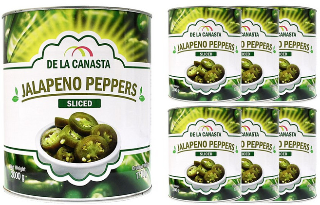 푸드올마켓_ 데라카나스타 할라페뇨 페퍼스 슬라이스 3kg 한박스 (3kg x 6ea), 6개