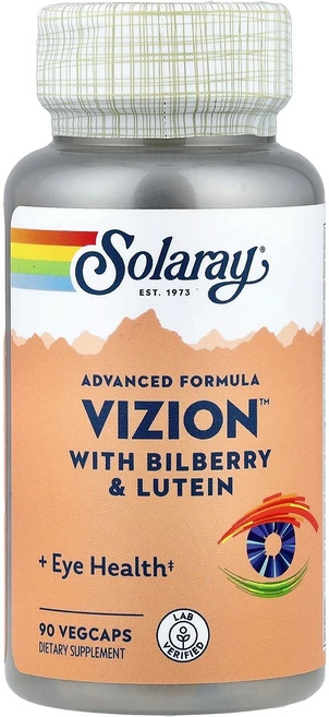 솔라레이 Solaray Advanced Formula Vizion™ with Bilberry & Lutein 90 VegCaps, 솔라레이 Solaray, Advanced Formula, 1개 - 쿠팡