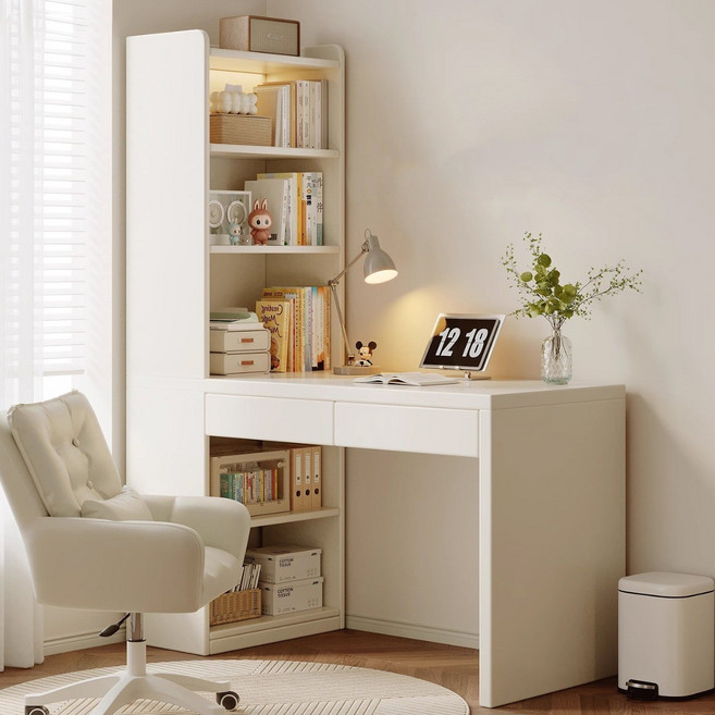 수납형 책상 책장일체형 공부책상 컴퓨터책상 학생책상, 화이트