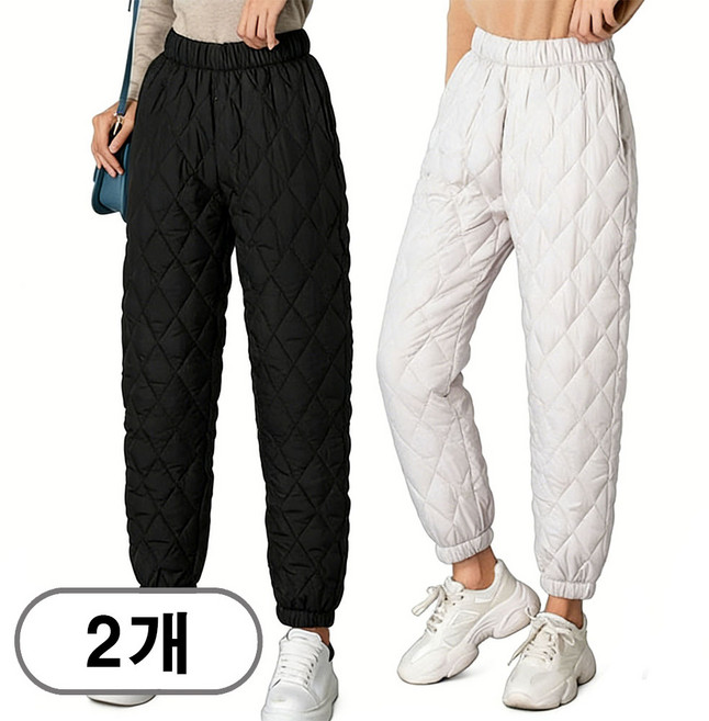 차쿠 1+1 여성 겨울 패딩바지 방한바지 와이드팬츠 일자팬츠 조거팬츠 누빔바지 엄마 중년 캐주얼 바지 작업복바지 빅사이즈