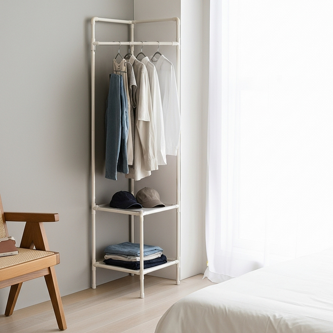 이케아 옷걸이 스탠드 미니 드레스룸 모서리 틈새 코너 행거, 토핑홈 코너 기본행거