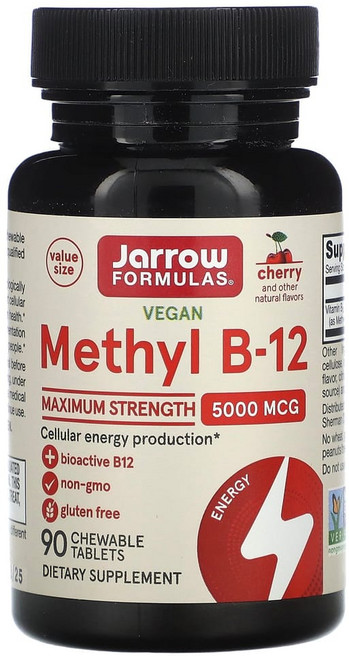 재로우 Methyl B12 Strength 5000mcg Cherry 츄어블 타블렛, 상품선택, 1개, 90정