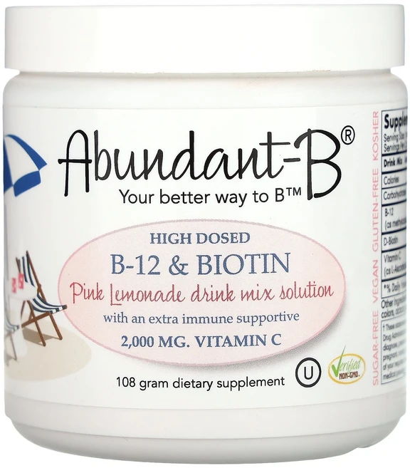 Sufficient C Abundant-B 고용량 B-12 및 비오틴 드링크 믹스 핑크 레모네이드 108g C (서피션트 C), 1개 - 쿠팡