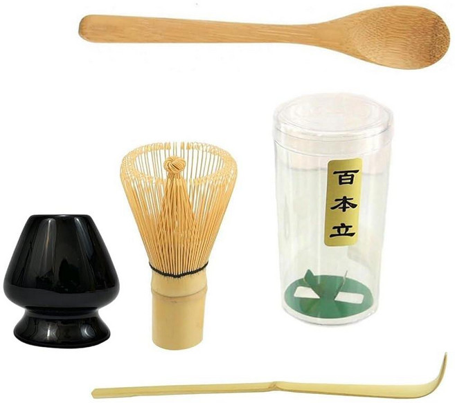 JapanBargain 4727 말차 거품기 세트 일본 차선 대나무 티 스푼 및 스쿱 차샤쿠 스탠드 녹차 의식 (거품기+스탠드+스쿱), JapanBargain 4727, 말차 거품기 세트 일