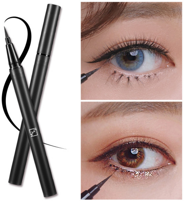 티에스더블유 올킬 붓펜 아이라이너, 1개, (딥블랙+딥블랙)