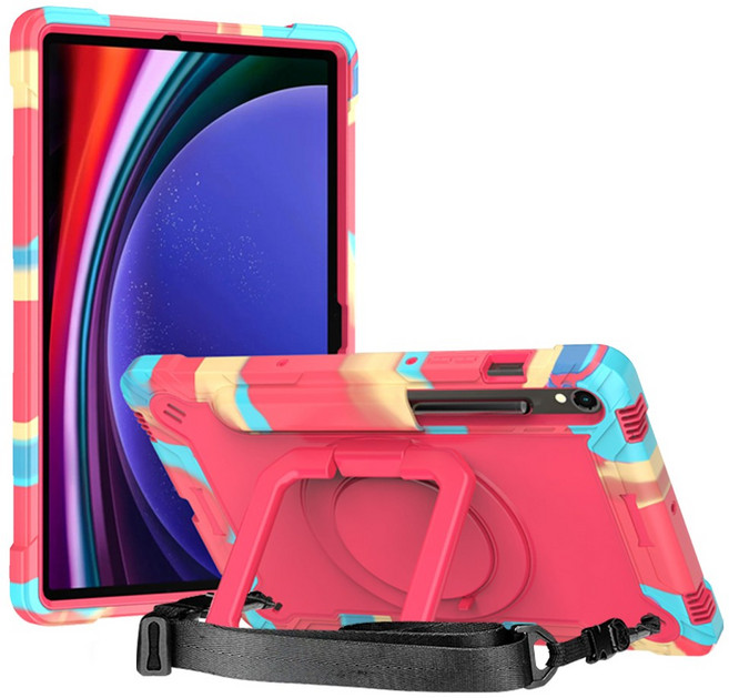 스냅케이스 태블릿PC 스퀘어 아머 스트랩 케이스, 레인보우핑크