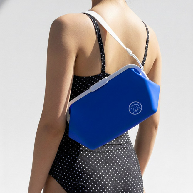 도파밍 빅사이즈 모찌백 네오 수영장 방수 실리콘 파우치 가방, 블루