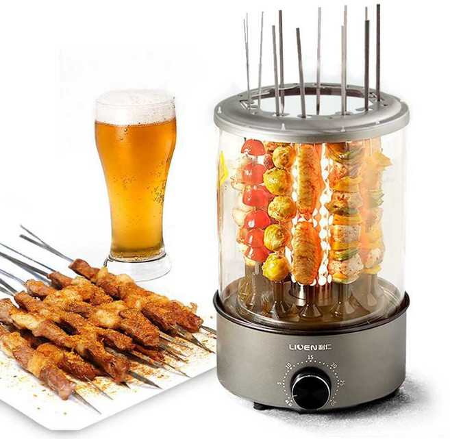 그릴 꼬치 자동 회전 양고기 오븐 양꼬치 포차 펜션 단일 타입 1개, 듀얼타이머 +자동회전꼬치 + 꼬치 12개