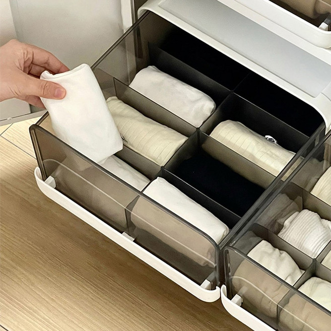 리빙공감 적층형 칸막이 서랍 속옷 양말 정리 수납함, 화이트, 1개, 10칸