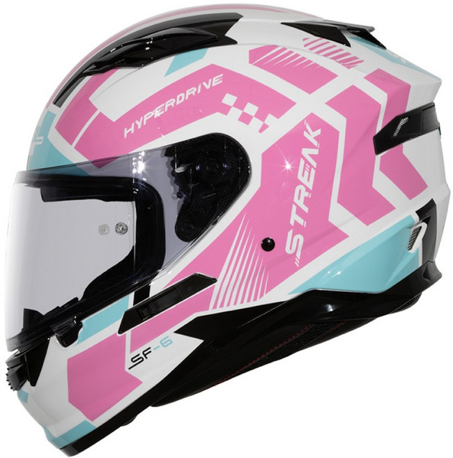 SOL SF-6 前衛者 全罩式安全帽 高強度厚鏡片 快拆鏡片 全可拆內襯 加強型眼鏡溝, 白/粉