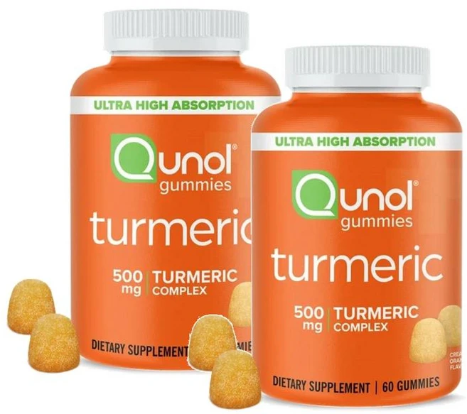 퀴놀 터메릭 강황 500mg 크리미 오렌지맛 구미 젤리 Qunol Turmeric, 2개, 60정 - 쿠팡