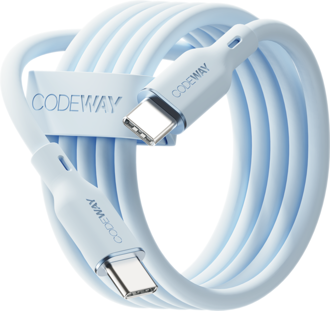 코드웨이 팔레트 100W PD C to C타입 초고속 충전 케이블, 2m, 아이스 블루, 1개