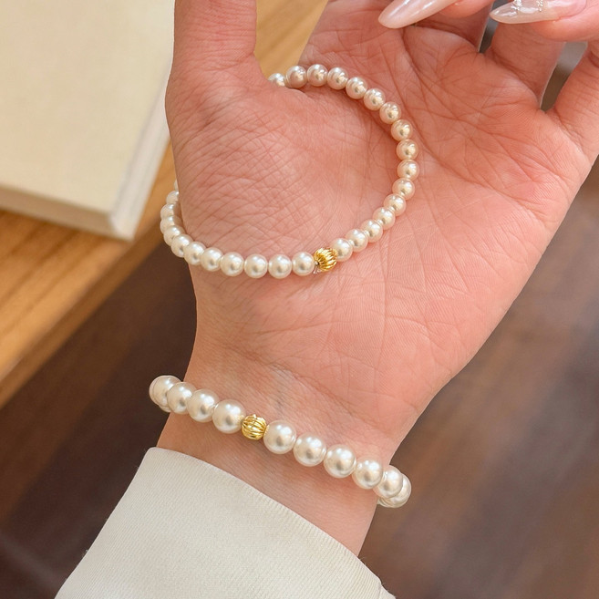 FANSYLI 담수 진주 팔찌 심플 데일리 팔찌 스트레치 구슬 팔찌 여자친구생일선물 Rt2604A09