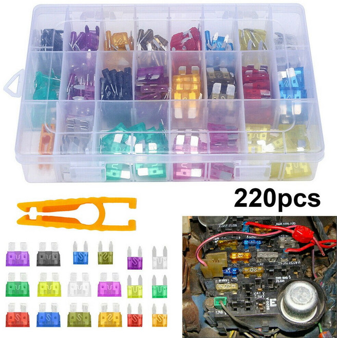 티앤디 220p 자동차 휴즈 퓨즈 세트 - 대형 소형 2A~35A 차량용, 1개