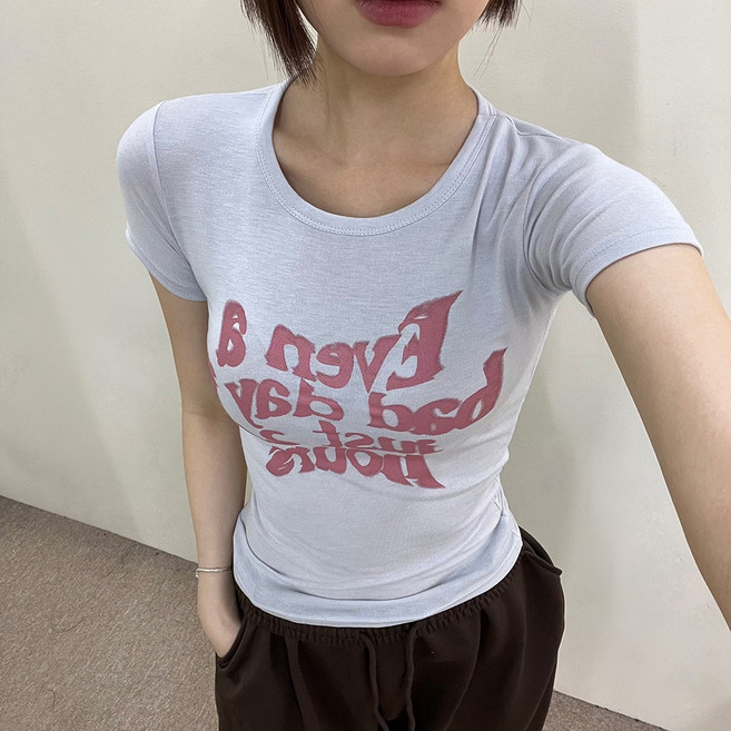 VANANA2 국내생산 영문 슬림핏 반팔티