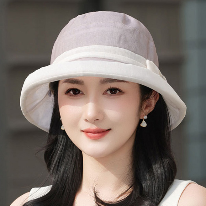 그린코코 중년여성 리본 버킷햇 자외선 차단 썸머햇 엄마 여름모자