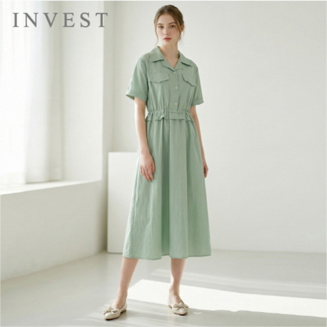 와이드 카라 스트링 원피스_INI6M1OP3321