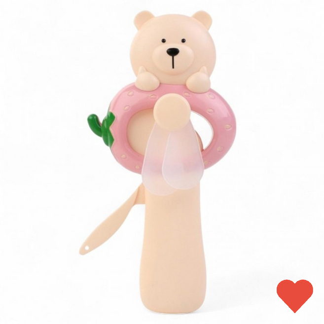 휴대용 큐티 베어 미니 핸디 수동 선풍기 자가발전 손선풍기 안전한 유아 아동 어린이 수동선풍기, 상세페이지 참조, 브라운