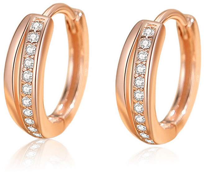 레베르 여성 더블라인 S925 은 침 큐빅 원터치 귀걸이 링귀걸이