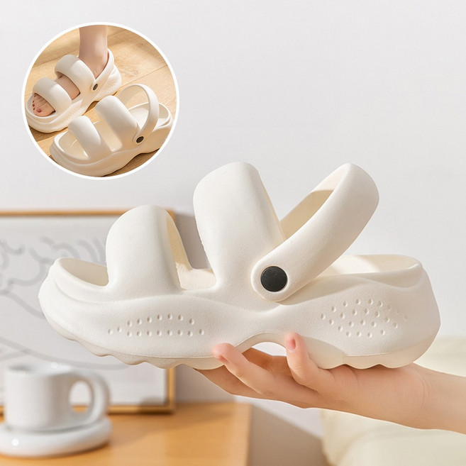 와이엔디샵 여성용 실내외 통굽 키높이 발편한 구름 슬리퍼 샌들