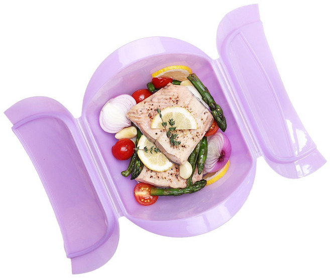 아이다 이지 실리콘 찜기 날개형 전자레인지 채소 찜, 바이올렛, 1개