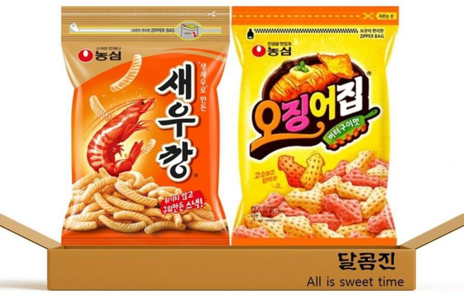 [달콤진] 농심 새우깡 400g + 오징어집 260g 대용량 지퍼백 과자 세트, 1세트