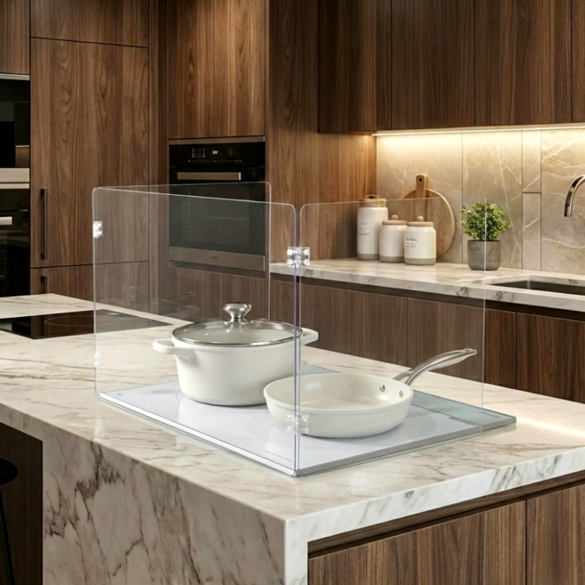 [국내생산] 젠투스 인덕션가림막 투명인덕션가드 가스렌지 가드 싱크대 기름튐방지 기름막이, 1개