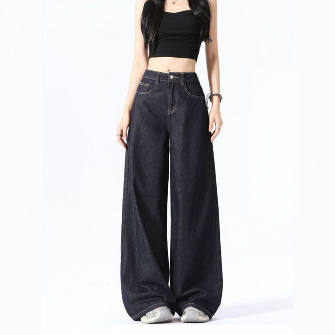 COSYEVNO 여성 청바지 겨울 캐주얼 와이드 데일리 하이웨스트 팬츠 BCXmndq-11