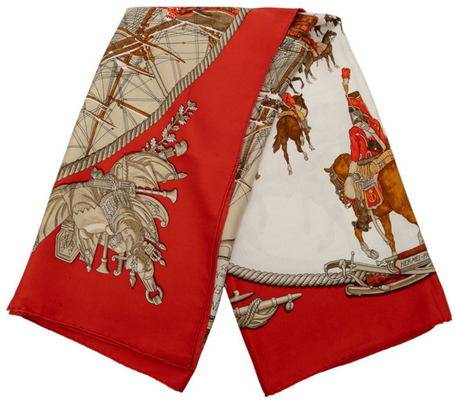 에르메스 중고 20th 센추리 마린에 카발레리 실크 90 스카프