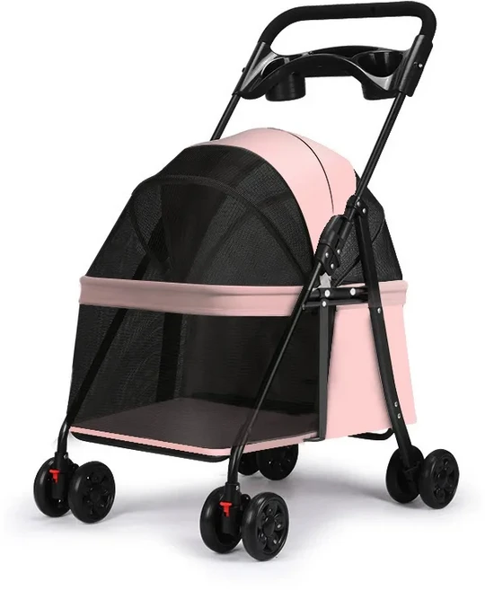 고양이와 소형견을 위한 애완동물 유모차 테디견과 고양이를 위한 가볍고 접이식 유모차