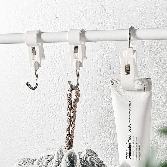 압축봉 집게 고리 튼튼한 후크 3P, 화이트 1세트