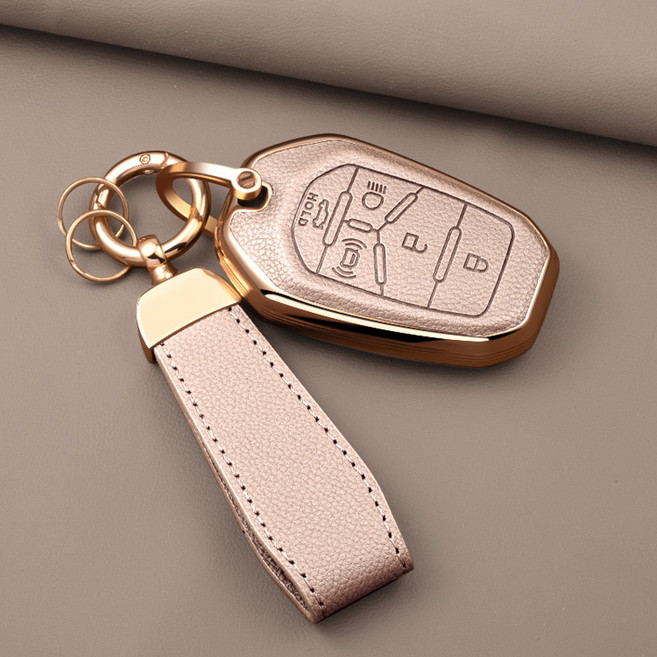 HAKO 소프트 가죽TPU 차키케이스+키홀더 (쌍용 KG호환), SS-03, 핑크베이지