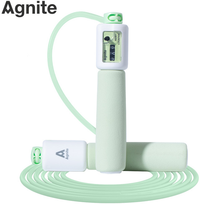 아그나이트 PVC 카운팅 줄넘기 미끄럼방지 야외 홈트 유산소운동 ER036, 그린, 1개