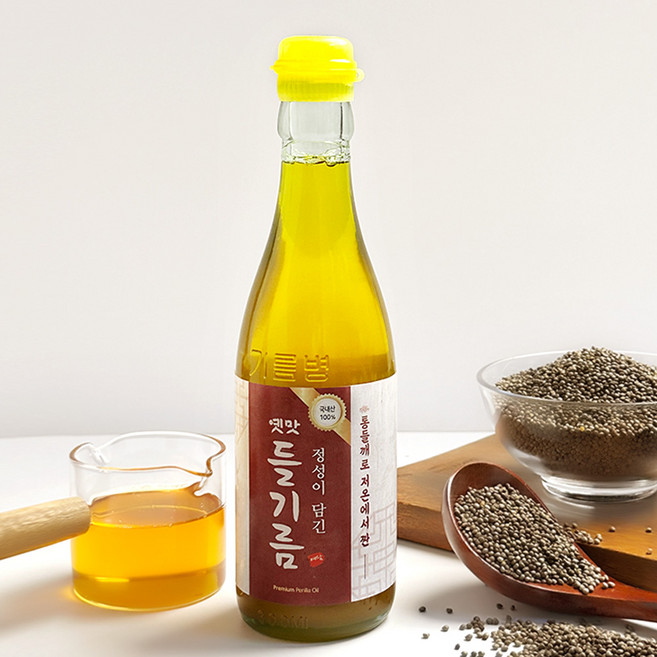 [학성새벽시장] 국산 들기름 통깨100% 저온압착 고소하고 진한 옛맛들기름, 1개, 300ml