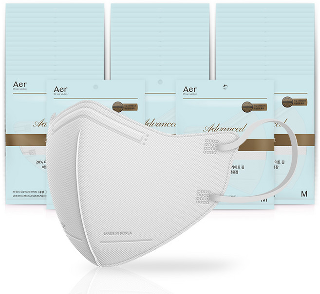 아에르 어드밴스드라이트 보건용 마스크 KF80 중형, 1개