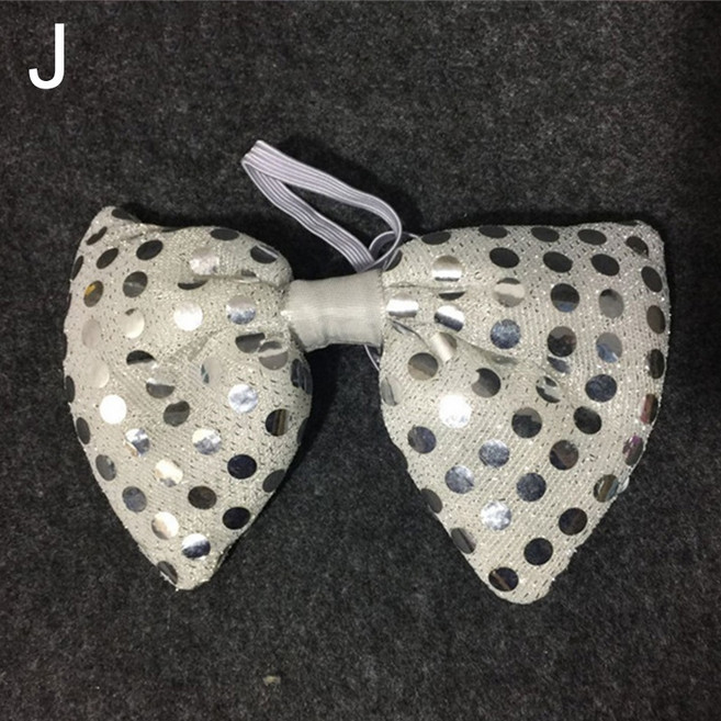 新款LED七彩閃光亮片領帶 男女通用發光領結 酒吧夜場派對道具, J, 1個