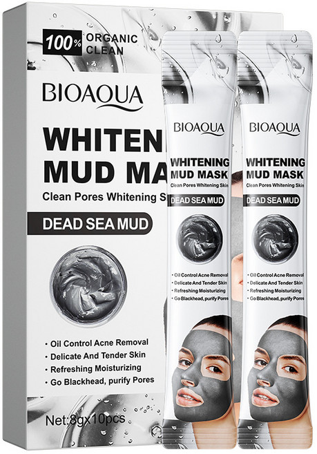 Gurene 사해 진흙 미백 머드 마스크는 사해 진흙과 해조 추출물이 함유되어 피부를 깊이 클렌징하고 촉촉하게 가꿔줍니다, 1개, 10개입