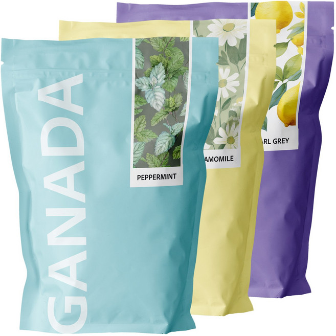 가나다 티백 허브차 3종 (총 75티백), 1세트, 얼그레이+캐모마일+페퍼민트