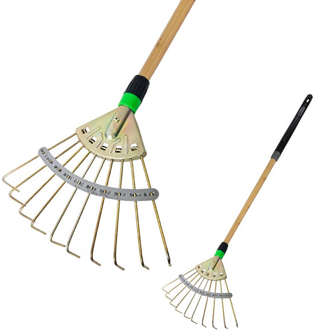 갈퀴 (농기구 갈퀴 갈고리 벌초 낙엽청소 잔디 텃밭 호미 쇠스랑 레기 낙엽긁개 잡초제거), 1세트, 철갈퀴+나무자루120cm