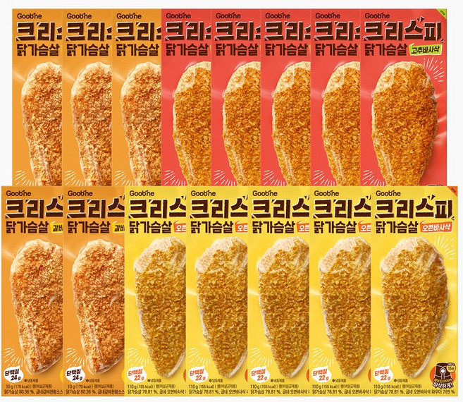 굽네 크리스피 닭가슴살 3종 15팩, 15개, 110g