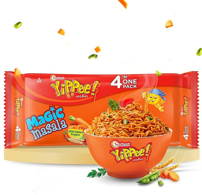 Sunfeast YiPPee Magic Masala Noodles 4 Pack (272g), 1개, 272g