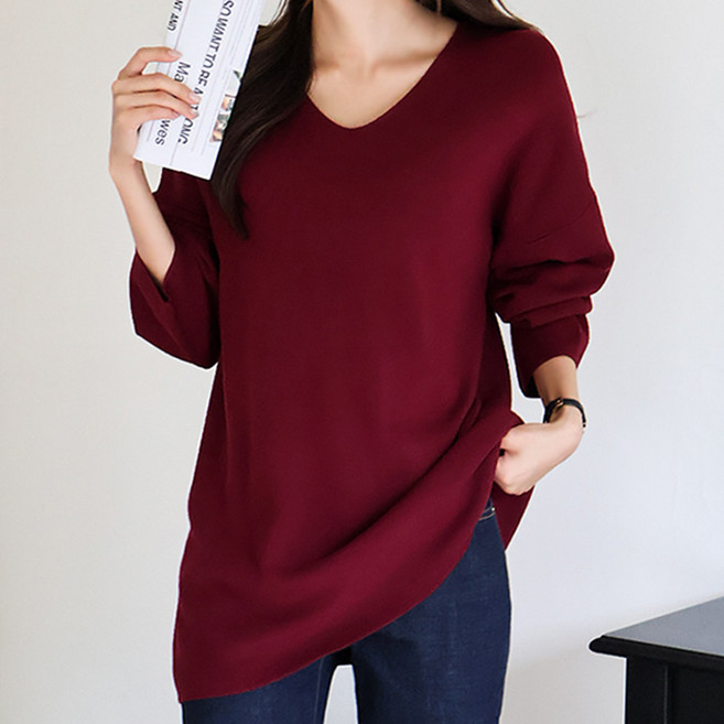 로렌미 슈니 브이넥 루즈핏 니트