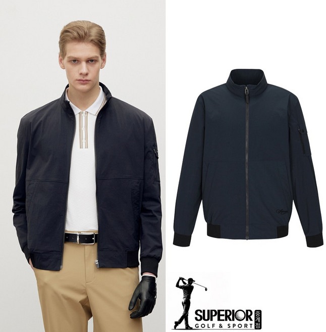 골프웨어 [슈페리어 중계점] *2025년 봄특가BIGSALE* 남성 홑겹 스트레치 점퍼 (네이비) 코튼 소재의 캐주얼한 디자인 베이직한 컬러러로 코디 매칭하기 좋은 간절기 아우터