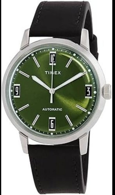 Timex Marlin 오토매틱 40mm 가죽 스트랩 시계 - 블랙 원사이즈